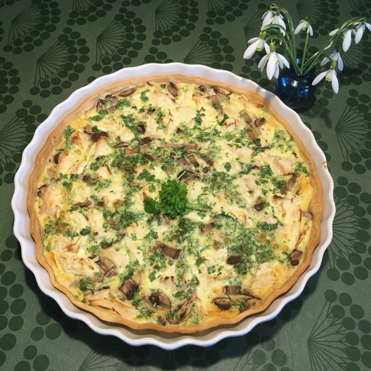 Tærte med champignon og kylling