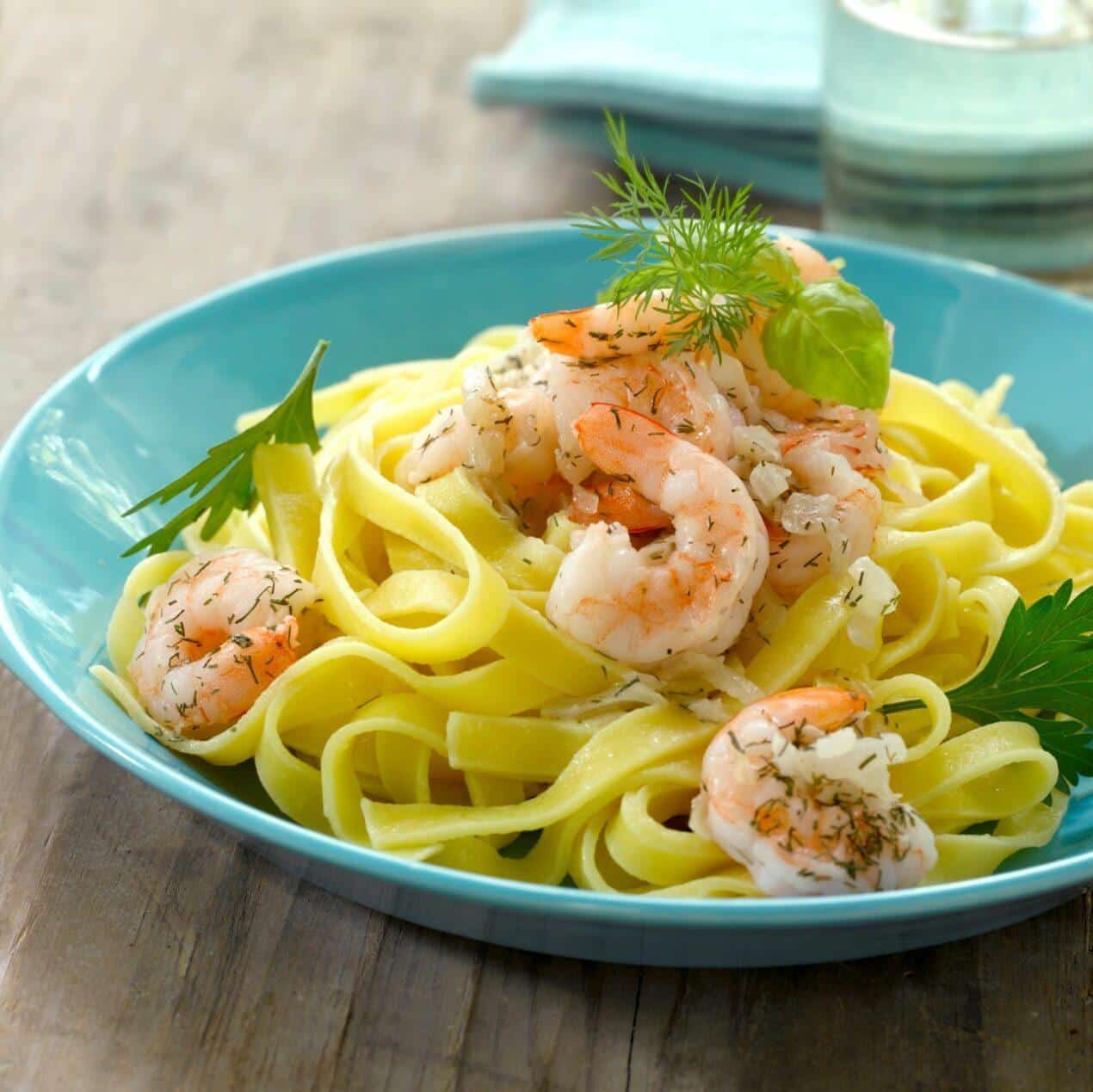 Tigerrejer med frisk pasta